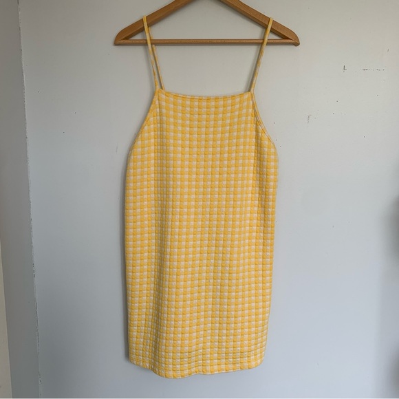 ZARA YELLOW GINGHAM MINI DRESS - Picture 4 of 12